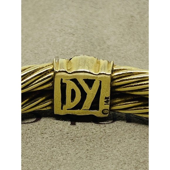 David Yurman Solid 14k Yellow Gold Double Cable Cuff Diamond Bracelet 6.5'' - Picture 6 of 10